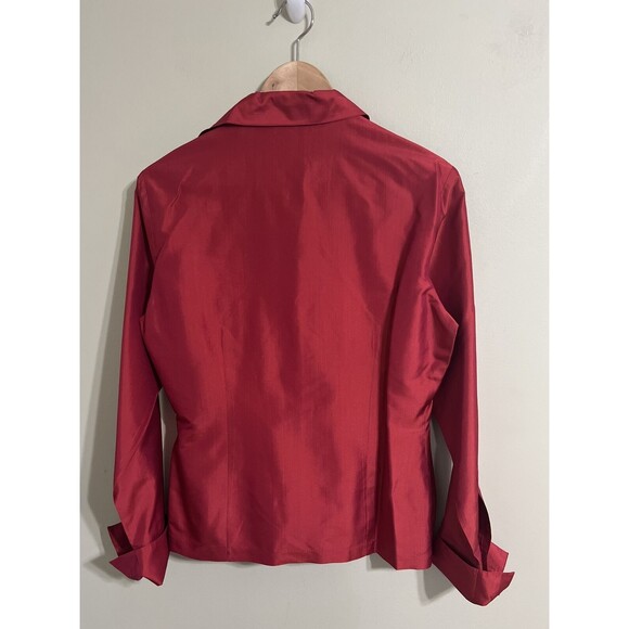 Vintage Express Silk Shirt Red Shiny Long Sleeve 90s Y2K Womens 3/4 - Picture 3 of 5